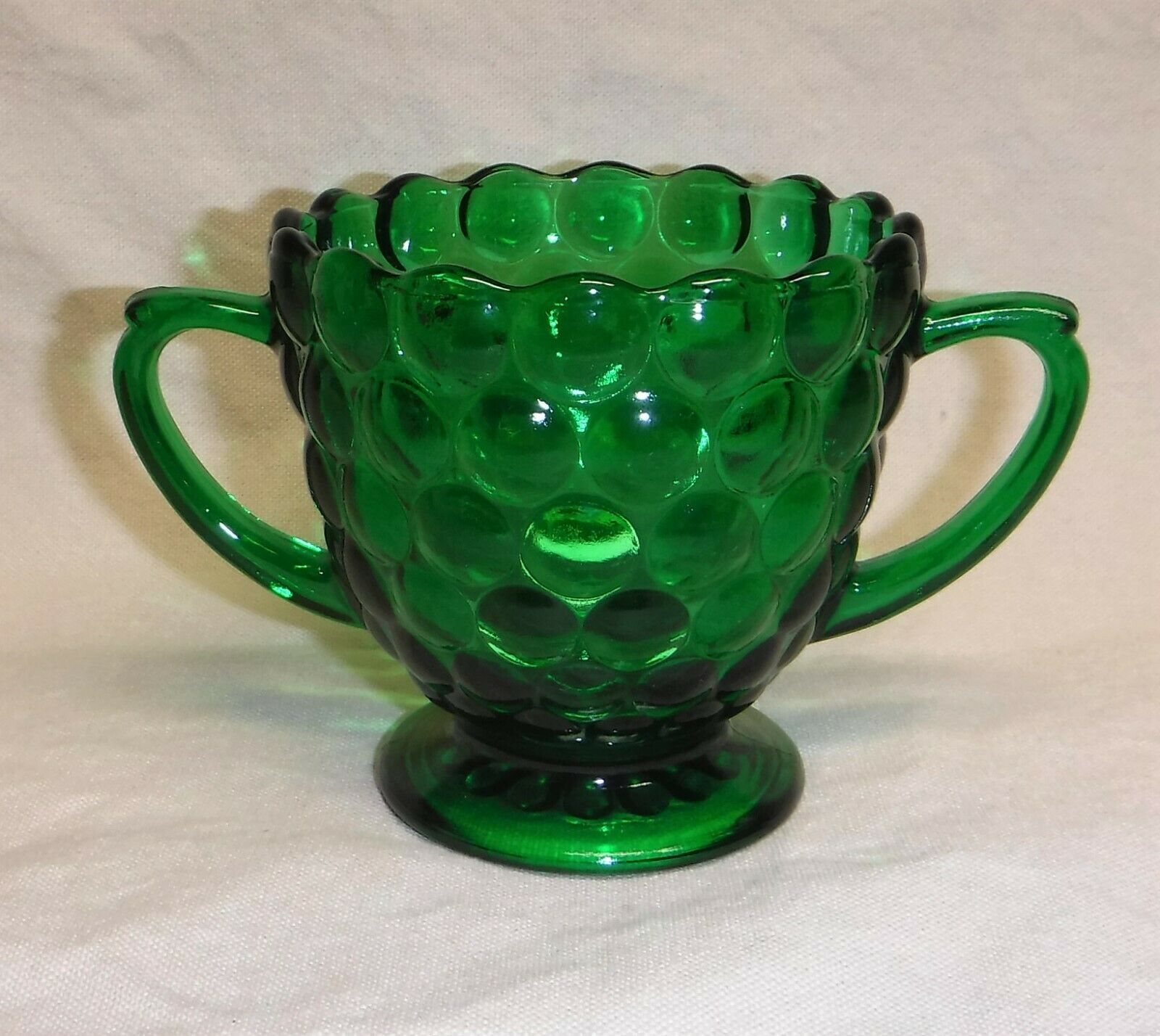 Anchor Hocking Forest Green Bubble ~ Sugar Bowl